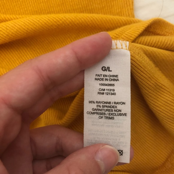 Lettuce Hem Ribbed Yellow Top - Picture 4 of 5